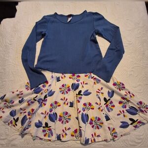 Tea Collection girls size 10 long sleeve tshirt dress floral bottom VGUC